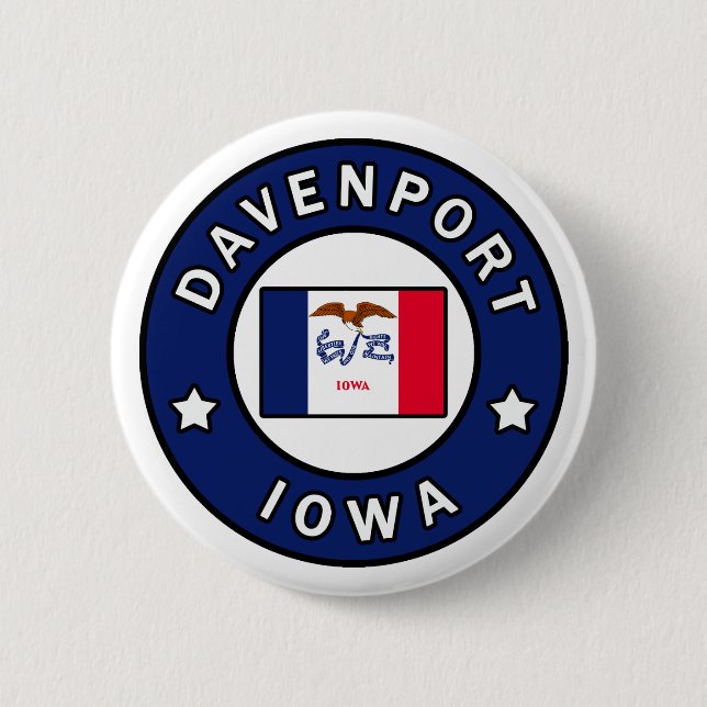 Davenport Iowa 2 Inch Round Button (Front)