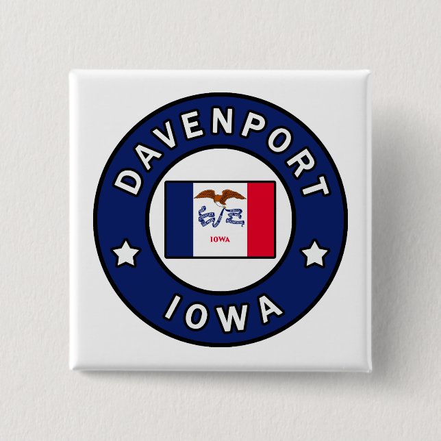 Davenport Iowa 2 Inch Square Button (Front)