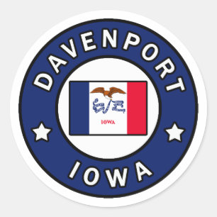Davenport Iowa Classic Round Sticker