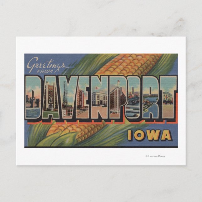 Davenport, Iowa (Corn) - Large Letter Scenes Postcard (Front)
