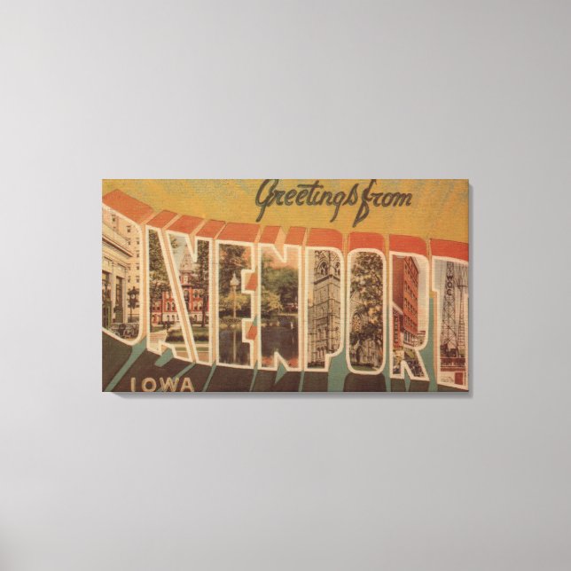 Davenport, Iowa - Large Letter Scenes Canvas Print (Front)