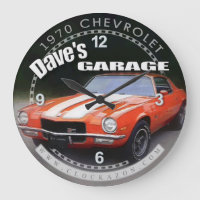Dave's Garage 1970 Chevrolet Camaro Wall Clock 