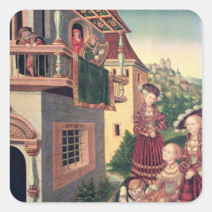 David and Bathsheba, 1528 Square Sticker