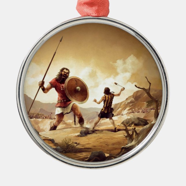 David and Goliath Metal Ornament (Front)