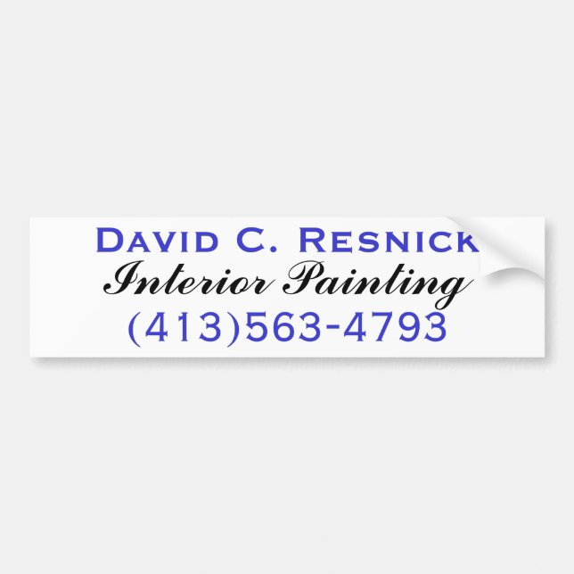 David C. Resnick, Interior Painting Bumper Sticker (Front)