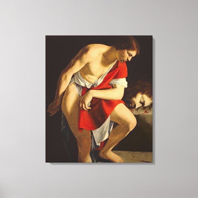 David contemplating the head of Goliath Canvas Print (Front)