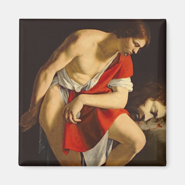 David contemplating the head of Goliath Magnet (Front)