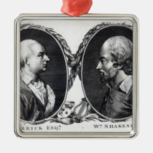 David Garrick and Shakespeare Metal Ornament