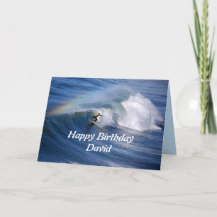 David Happy Birthday Surfer With Rainbow Card
