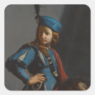 David Head Goliath Guido Cagnacci Painting art can Square Sticker