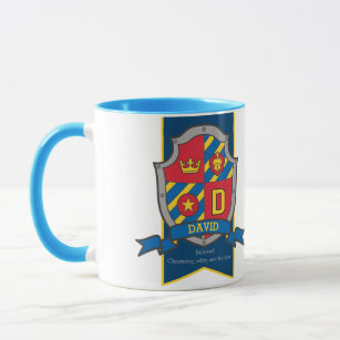 David knight shield red blue name meaning mug