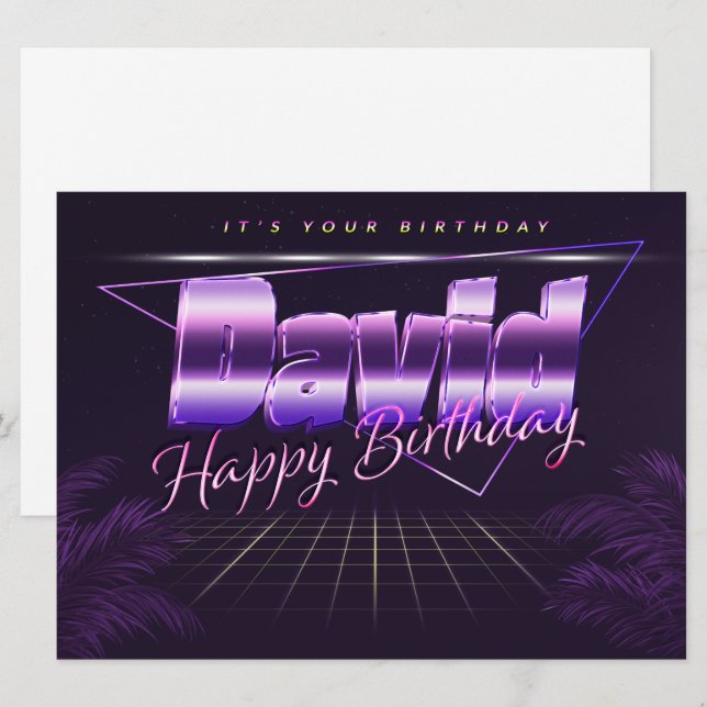 David Name First Name pura retro card Birthday (Front/Back)