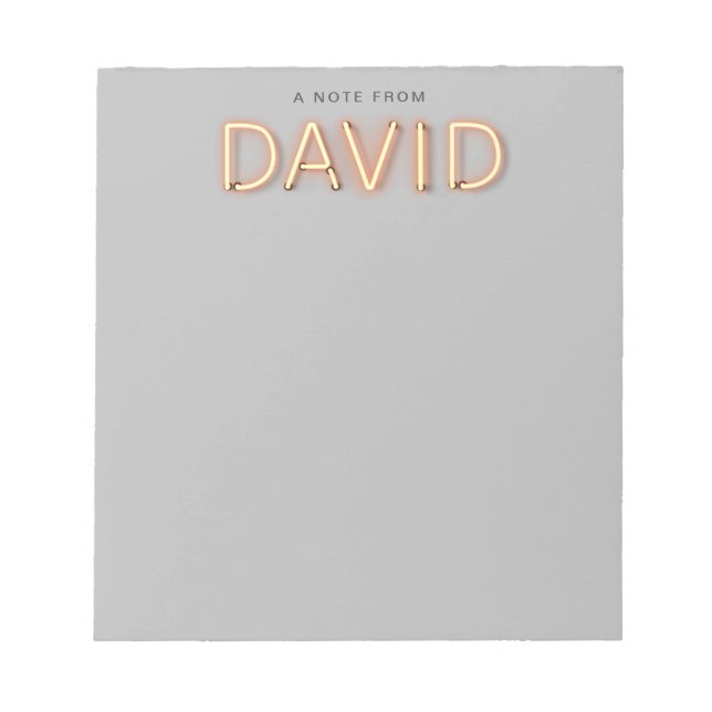 David  Name in Glowing Neon Lights Notepad (Front)