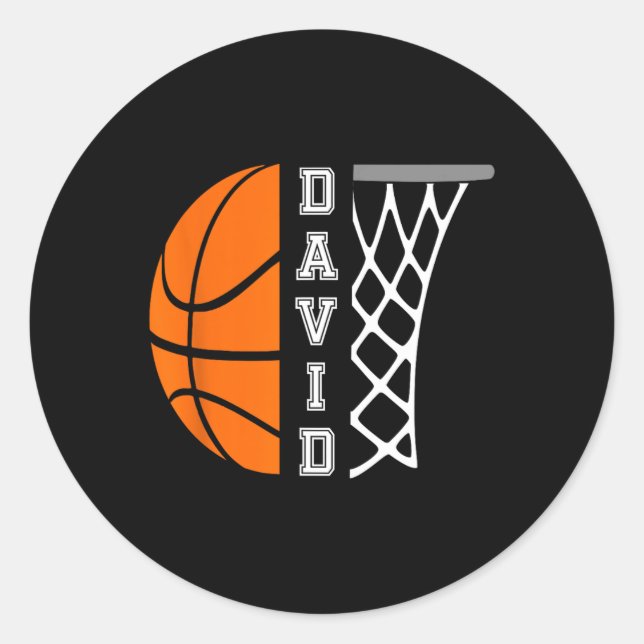 David Name Personalized Basketball Player Graphic  Classic Round Sticker (Front)