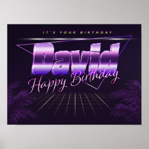 David Name Vorname lila retro Poster Geburtstag