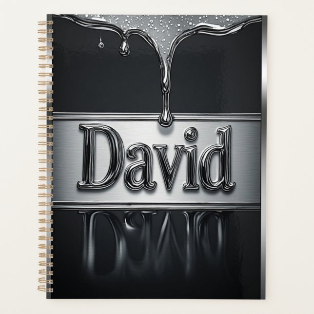 David Nom en Métal Liquide Chrome (Devant)