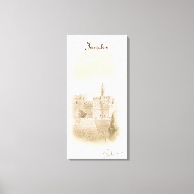 David Old City Jerusalem Israel Art Painting Canvas Print (Front)