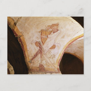 David playing on the harp postcard