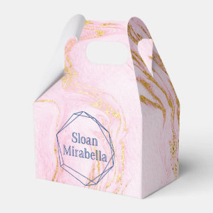 David Rose Gold Blush Pink Marble Logo Favor Box
