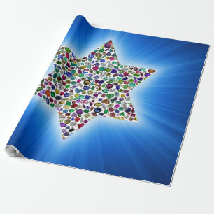 David Star made with Gemstones in All Colours Wrapping Paper
