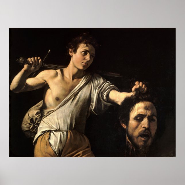 David with the Head of Goliath, Caravaggio Poster (Front)