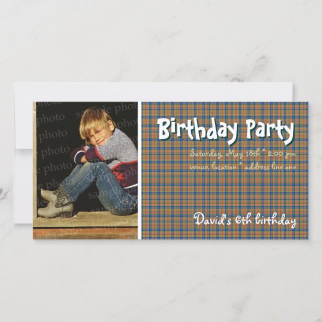 David's Birthday Party Photo | Scottish plaid (Front)