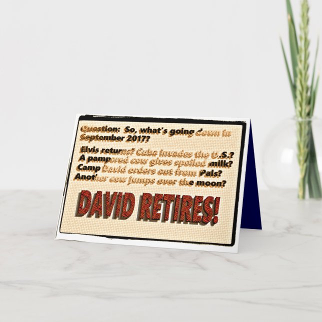 David's Retirement Card (semigloss finish) (Front)