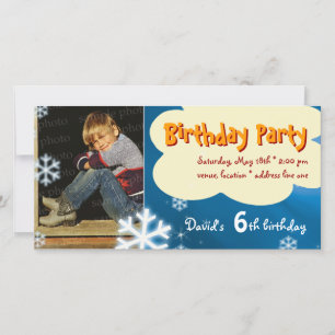 David's Winter Birthday Party Photo Invitation