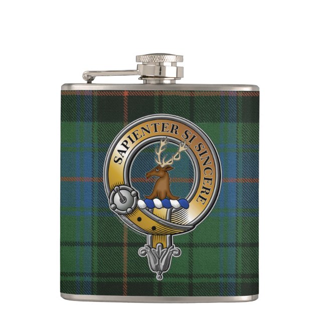 Davidson Tartan & Badge Hip Flask (Front)