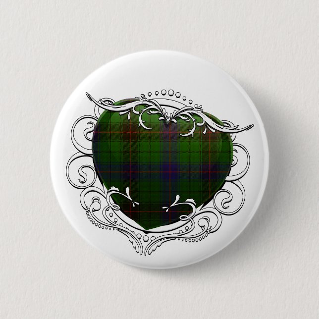 Davidson Tartan Heart 2 Inch Round Button (Front)
