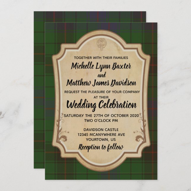 Davidson Tartan Wedding Invitation (Front/Back)