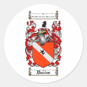 DAVIES FAMILY CREST -  DAVIES COAT OF ARMS CLASSIC ROUND STICKER