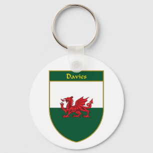 Davies Welsh Flag Shield Keychain