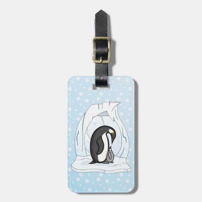 Davin and Annie the Penguins Luggage Tag (Front Vertical)