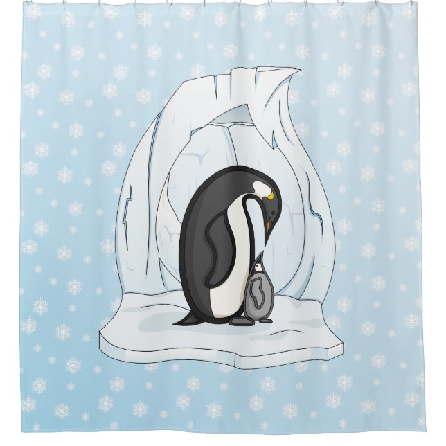 Davin and Annie the Penguins Shower Curtain (Front)