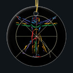 DaVinci Anatomy Man in Chakra Colours Ceramic Ornament<br><div class="desc">Our own version of Leonardo Da Vinci's classic, world famous illustration of human anatomy, called Vitruvian Man, looks so cool on a tshirt, iPhone case, or journal! And even better, we've recreated it in the colours of the 7 main chakras! From root chakra to crown chakra, this is perfect for...</div>