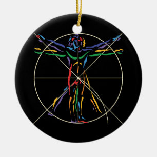 DaVinci Anatomy Man in Chakra Colours Ceramic Ornament