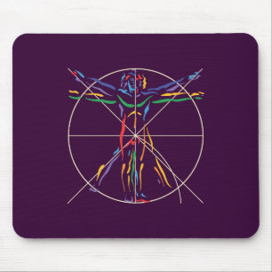 DaVinci Anatomy Man in Chakra Colours Mouse Pad