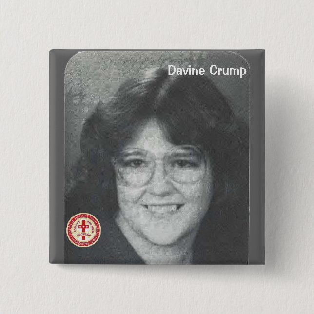 Davine Crump 2 Inch Square Button (Front)