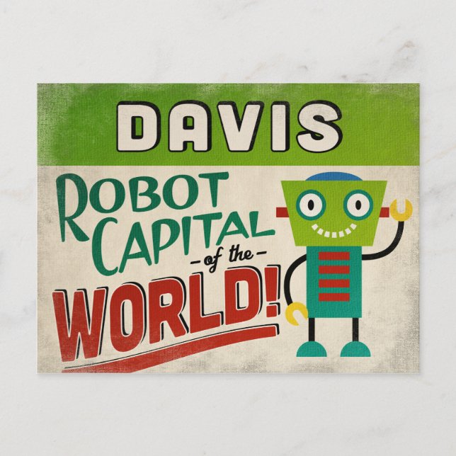 Davis California Robot - Funny Vintage Postcard (Front)