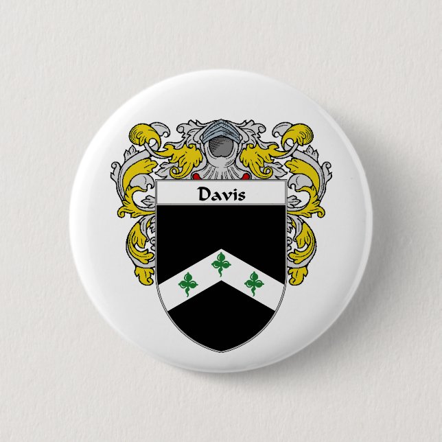 Davis Coat of Arms (Mantled) 2 Inch Round Button (Front)