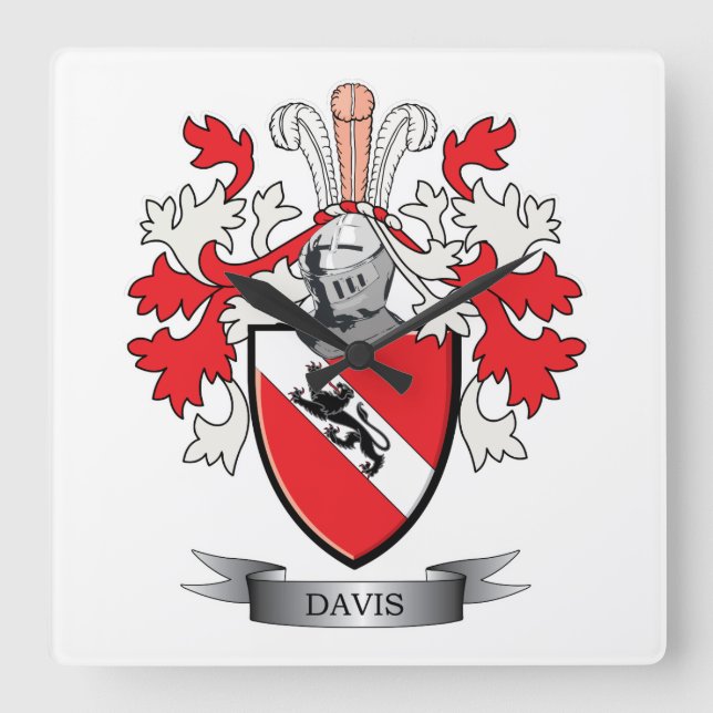 Davis Coat of Arms Square Wall Clock (Front)