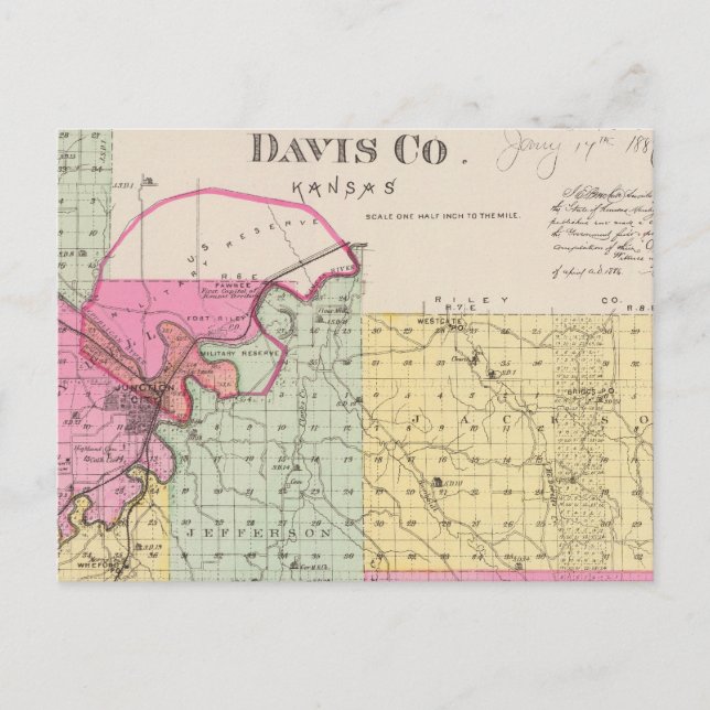 Davis County, Kansas Postcard (Front)