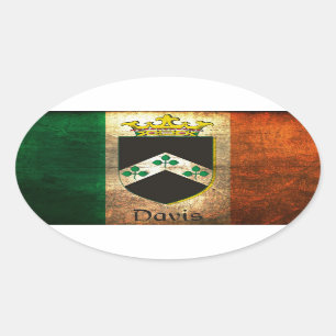 Davis Crest Irish Flag Oval Sticker
