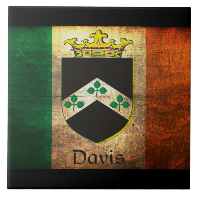 Davis Crest Irish Flag Tile (Front)