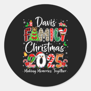Davis Family Christmas 2025 Matching Pjs Xmas Squa Classic Round Sticker