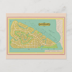 Davis Island Tampa FL Map Postcard