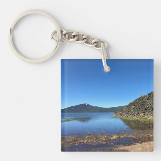 Davis Lake with Lava Rocks, Oregon Keychain (Front)