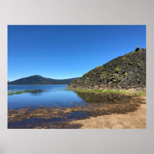Davis Lake with Lava Rocks, Oregon Poster