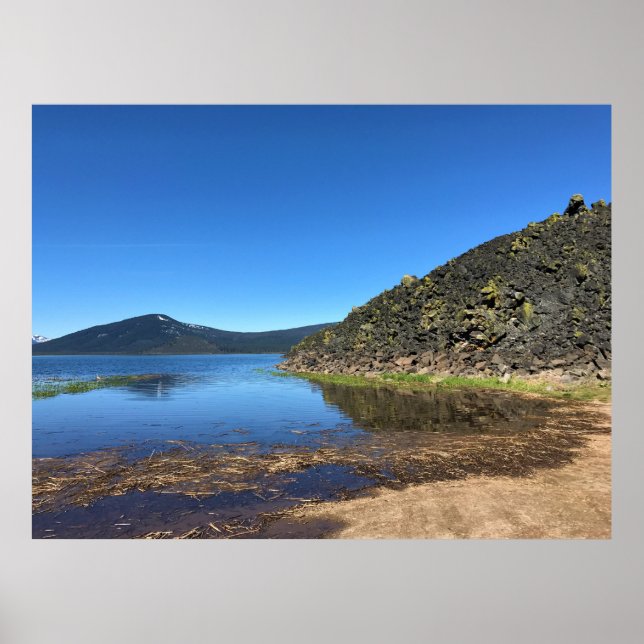 Davis Lake with Lava Rocks, Oregon Poster (Front)